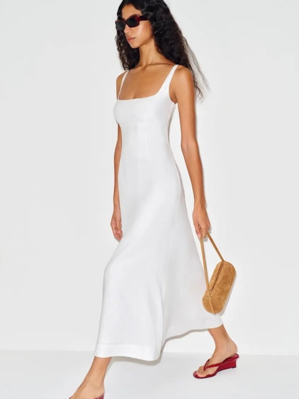 NEW Reformation Sabine Long Sleeveless Linen Dress Dunes White | US 6 UK 10 - Picture 5 of 16